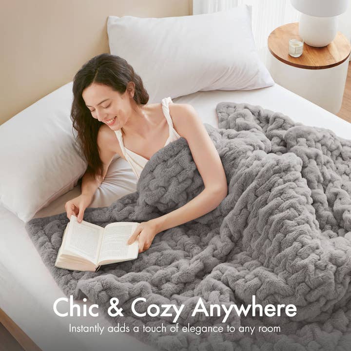 Olliix - Wholesale Throw Blanket - Soft Ruched 50x60" Throw Blanket, Grey2