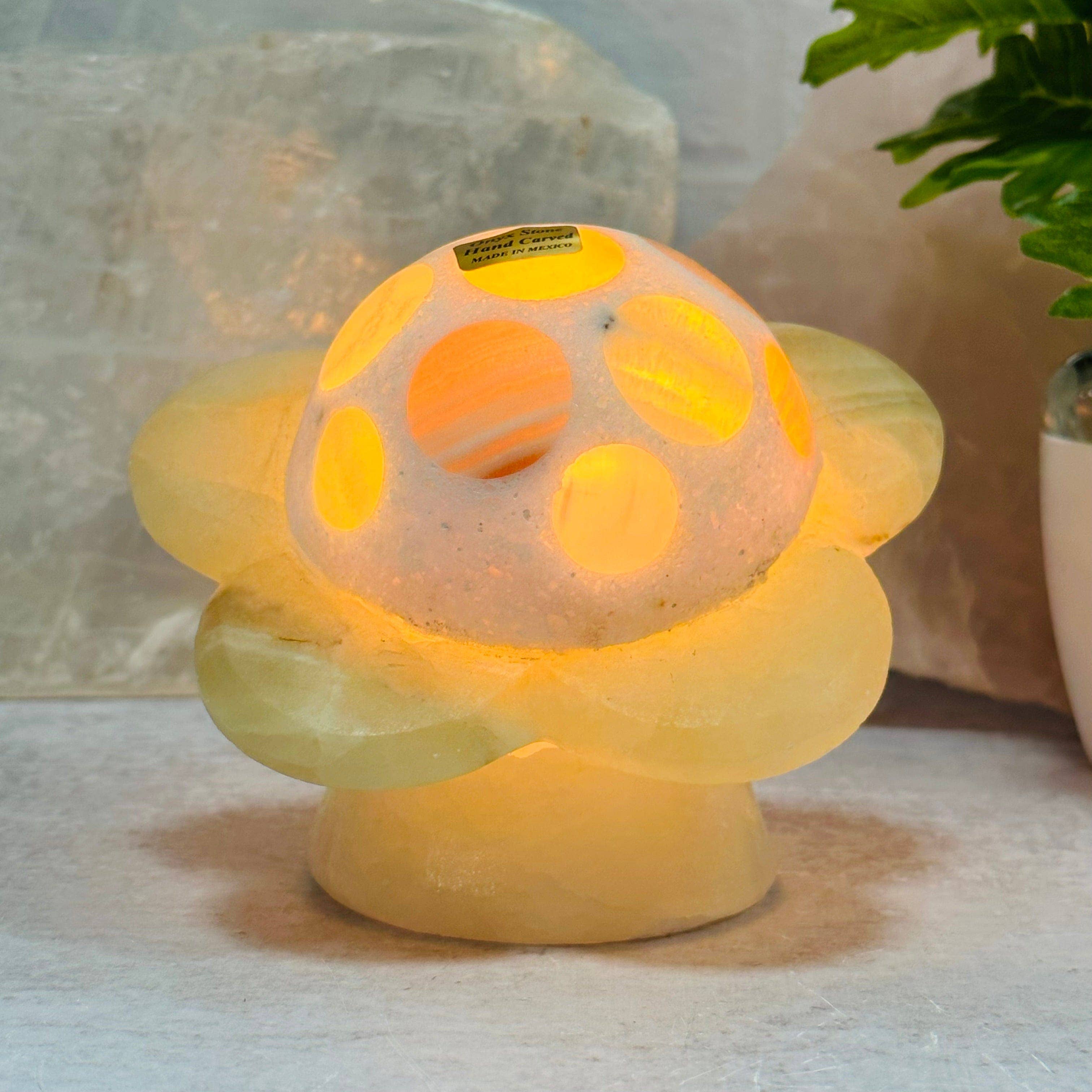 Rock Paradise - Wholesale Accent/Desk Lamp - Crystal Mexican Onyx Flower Lamp2