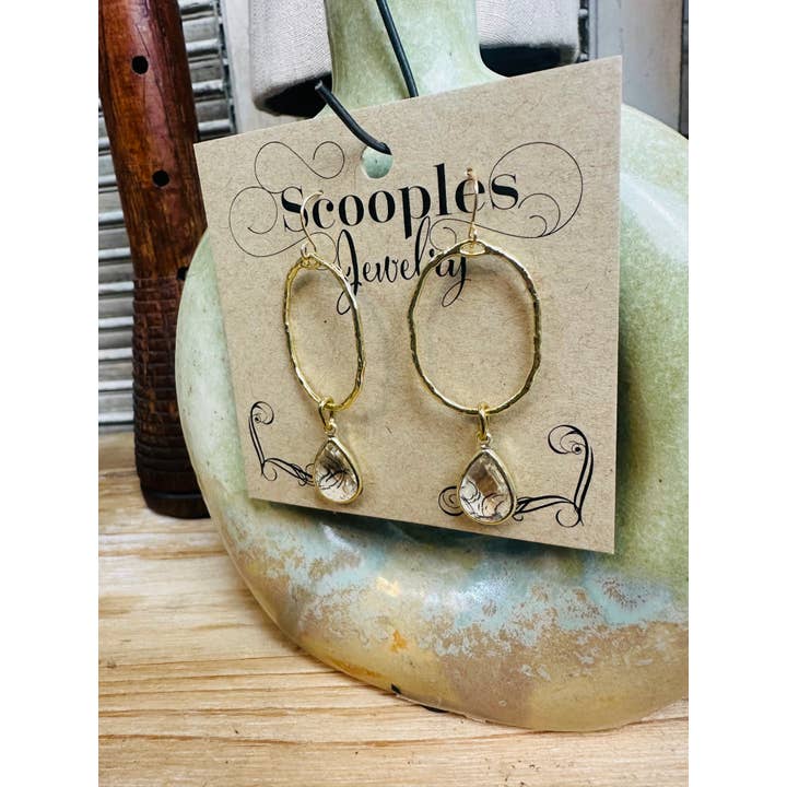 Scooples Jewelry - Venta al por mayor Pendientes de aro - Aro de Cristal Dorado - Oreja3