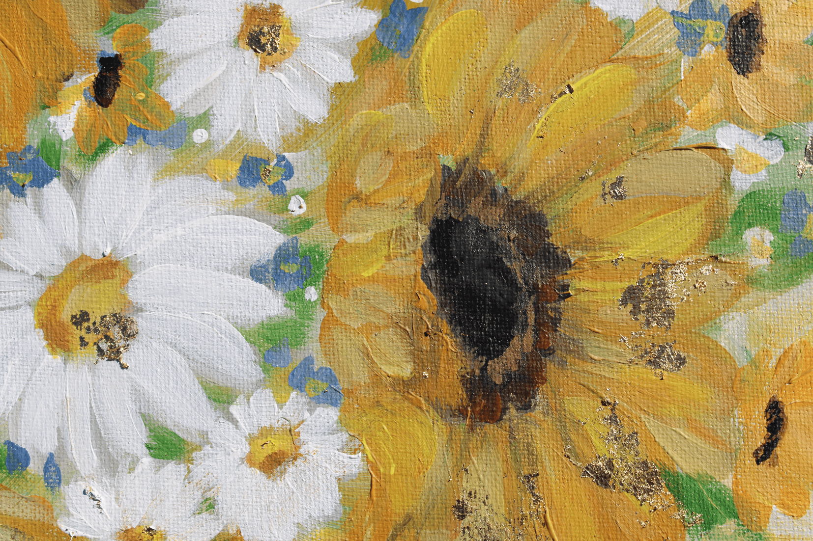 glad you're here co - Wholesale Painting/Drawing - Sunflower and Daisies Abstract Original Painting Acrylic3