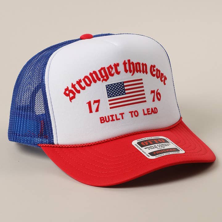 Fashion City - Vente Casquette de camionneur – unisexe - Casquette Trucker en Maille avec Imprimé Drapeau Américain Plus Fort que Jamais4