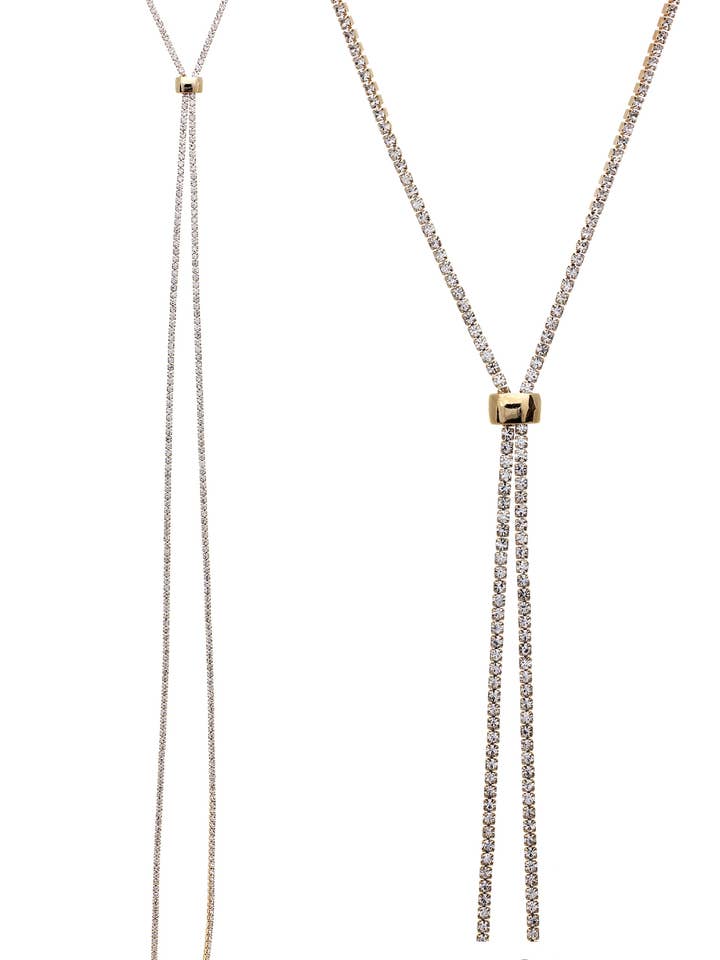 Sautoir coulissant en strass de 2 mm pour la vente par Suzie Q USA