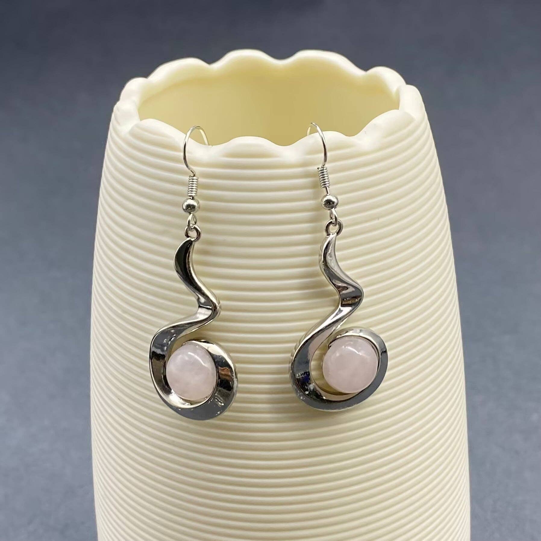 Mio Queena - Wholesale Dangle Earrings - Geometric Dangle Earrings Inlaid with Natural Stone - CS13