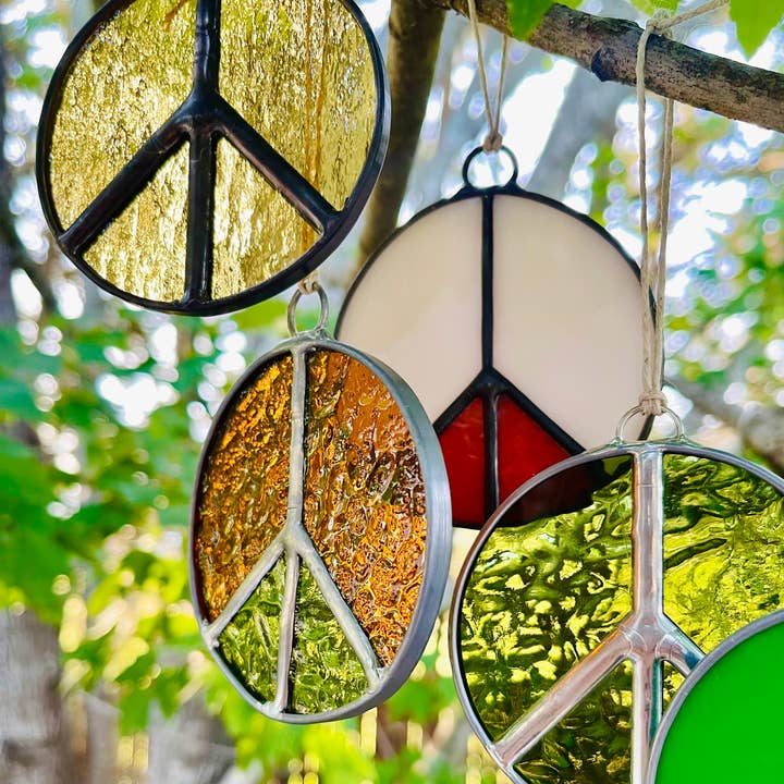 Samara Designs Studio - Wholesale Suncatcher - Glass Peace Sign Suncatcher17