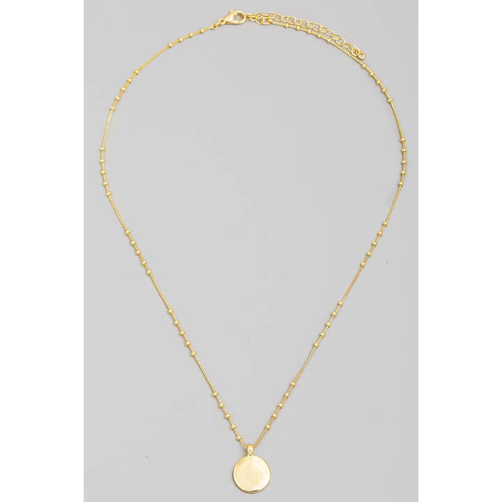 Collana a catena con ciondolo a moneta immersa in oro per la vendita all'ingrosso da parte di The Looks by Fame Accessories