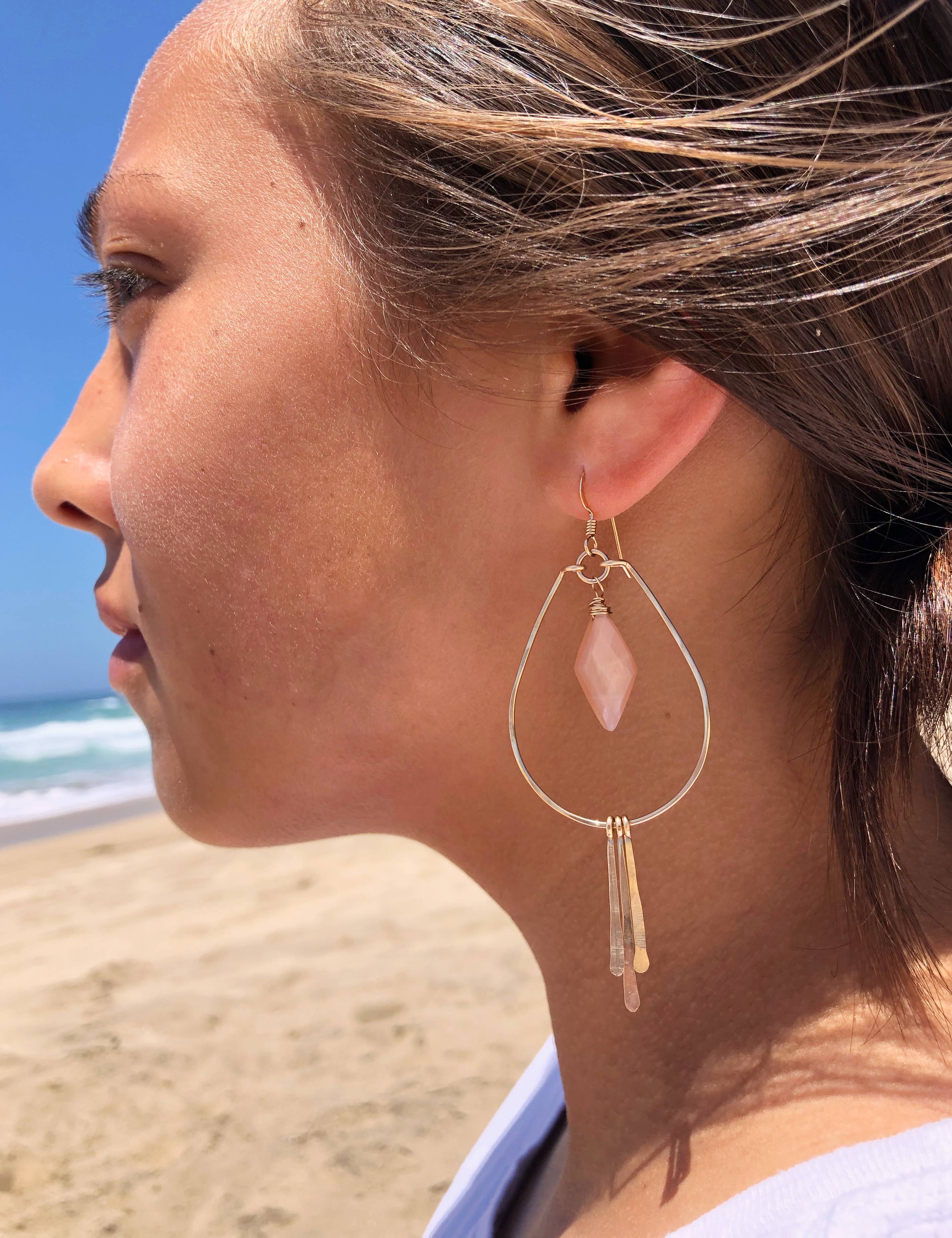 Quinn Sharp Handmade - Wholesale Hoop Earrings - Diamond Gemstone Teardrop Hoops | 14kt Gold Filled, Sterling2