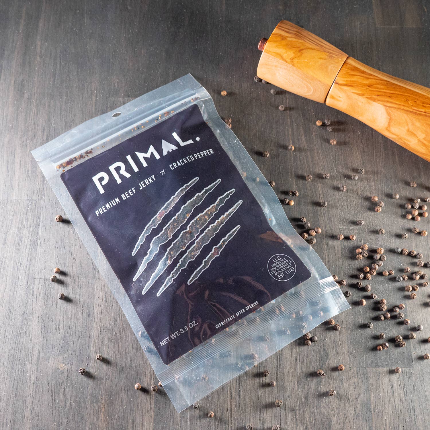 Primal Jerky - Vente Viande séchée - Bœuf séché au poivre concassé Primal 3,5 oz3