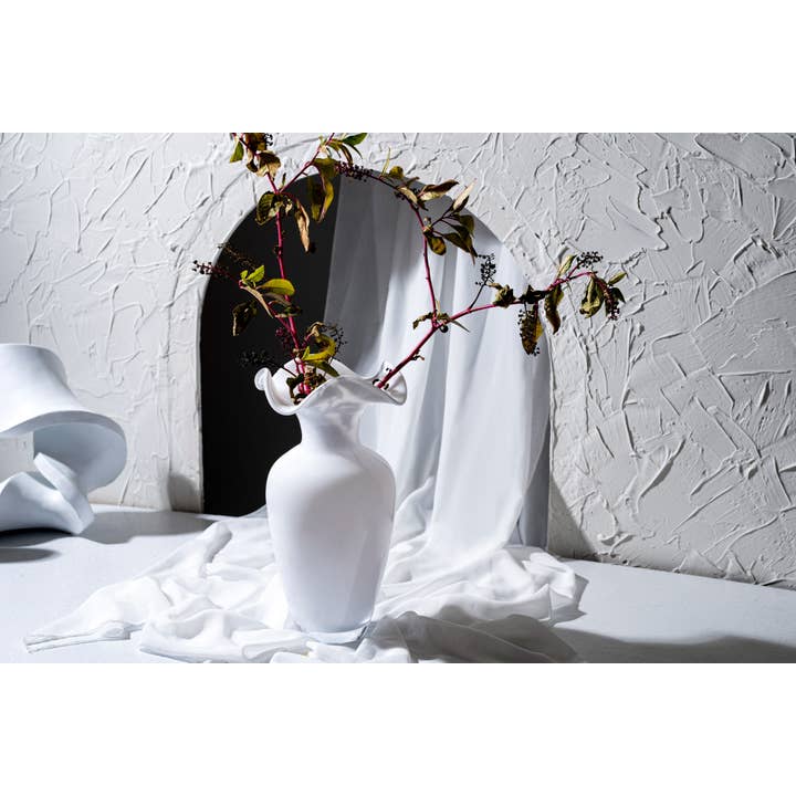 Barski - Wholesale Vase - Opal Opal White Vase, 13.5"H2