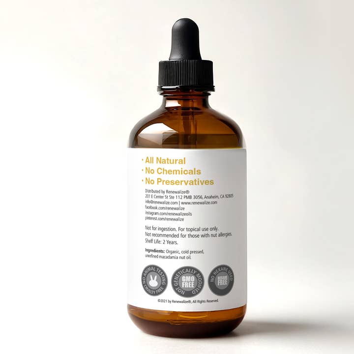 Renewalize - Wholesale Bath/body oil - Organic Macadamia Nut Oil Moisturizer for Dry Skin } 4 fl oz2