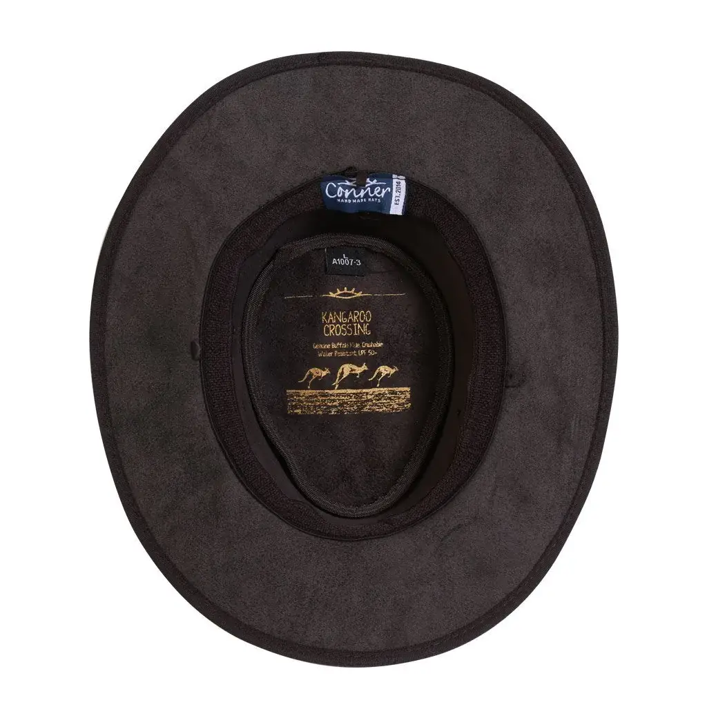 Brown Kangaroo Crossing Leather hat for wholesale on Faire1