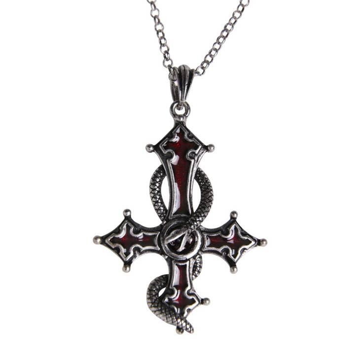Western Fashion - Vendita all'ingrosso Collana con ciondolo/pendaglio - LC443 - Croce celtica con serpente avvolto intorno alla croce