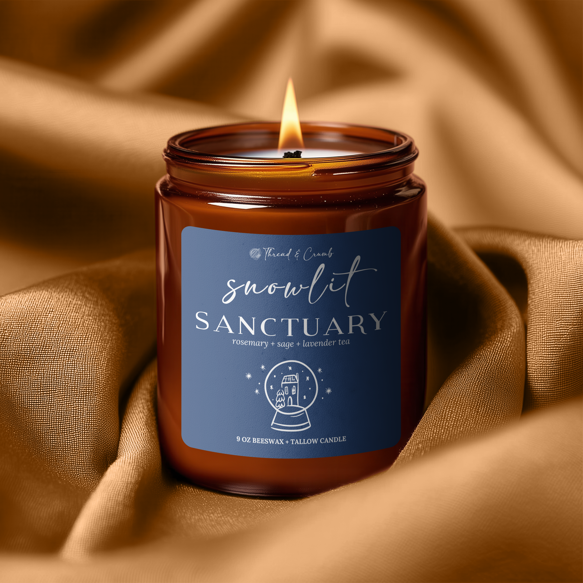 Thread & Crumb - Wholesale Jar/Filled Candle - "Snowlit Sanctuary" Beeswax + Tallow Candle | Holiday Candle1