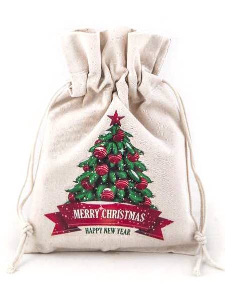 X'mas Tree Print Canvas Gift Pouch for wholesale by Artini Accessories