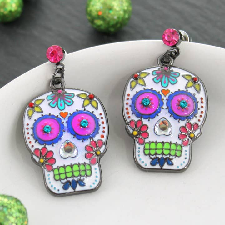 Brincos Sugar Skull por atacado de Seasons Jewelry