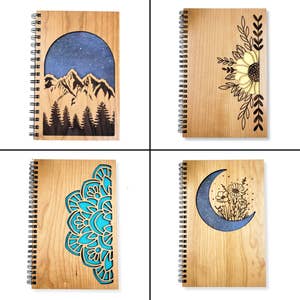 Geometric Laser Cut Wood Journal (Blank Pages Notebook/Sketchbook/Gift)