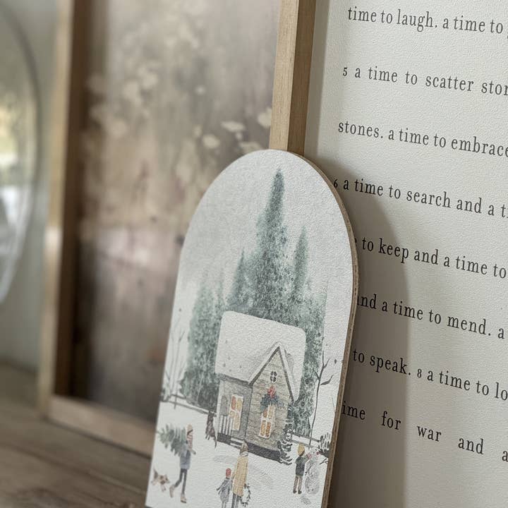 Lily and Sparrow - Wholesale Christmas Wall Art - Large Winter House Scene, Arch | Christmas Decor