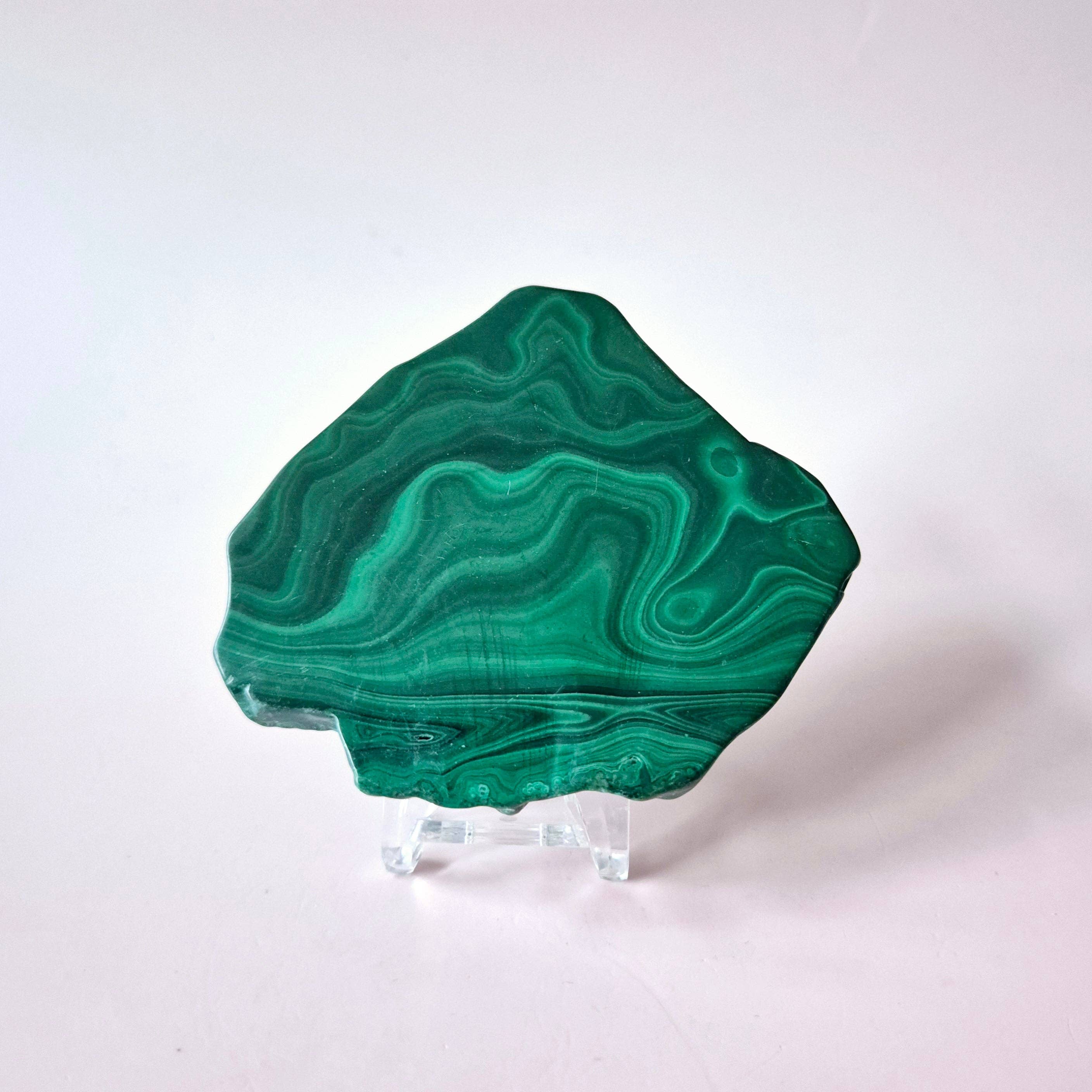 Moonlight Gemstones - Wholesale Spiritual Stone/Crystal - Gemstone Malachite Slice on Stand (50-80g)7
