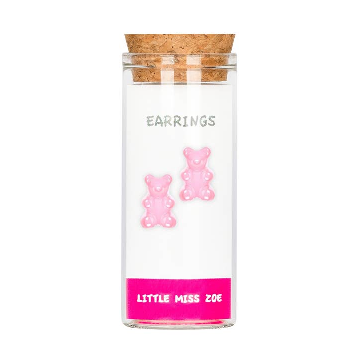 Orecchini per bambini in argento sterling a forma di orsetto goloso per la vendita all'ingrosso da parte di Little Miss Zoe