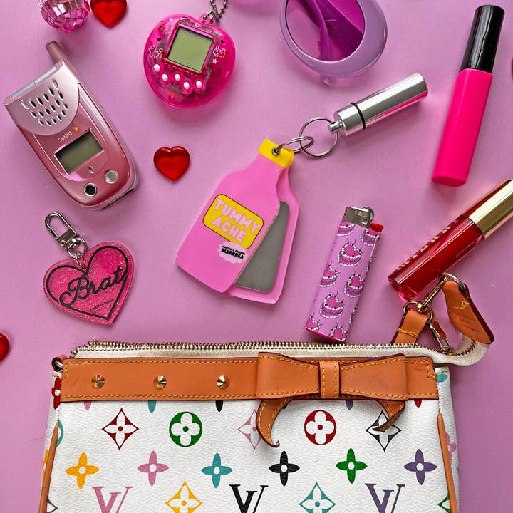 A Shop of Things - Wholesale Keychain - Women's - Tummy Hurts Mirror + Pill Case Keychain