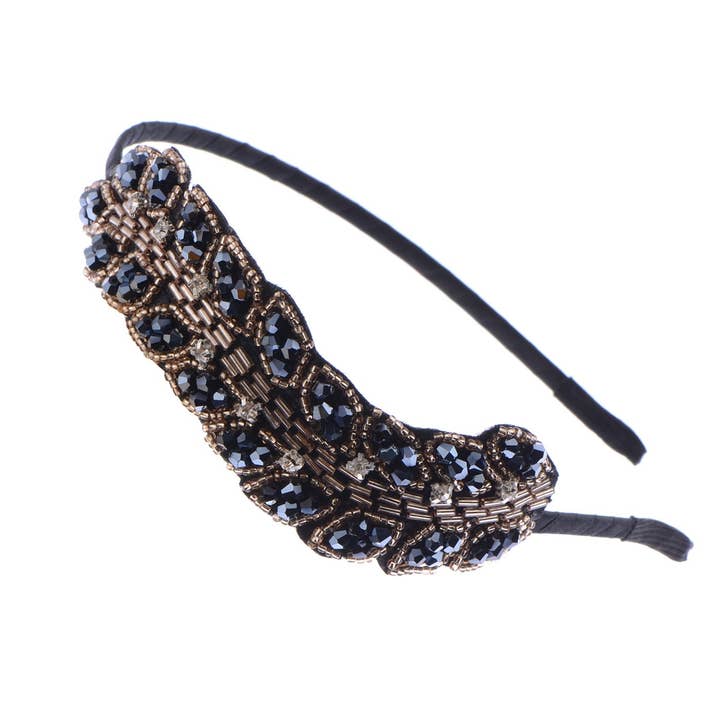 AK Brand - Wholesale Fashion Headband - Women's - Beaded Headband Gun Flapper Hairband Grey5
