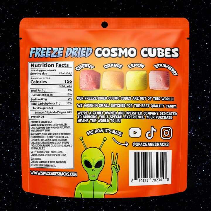 Space Age Snacks - Wholesale Hard Candy - Cosmo Cubes Freeze Dried Candy 1.3 Ounce3