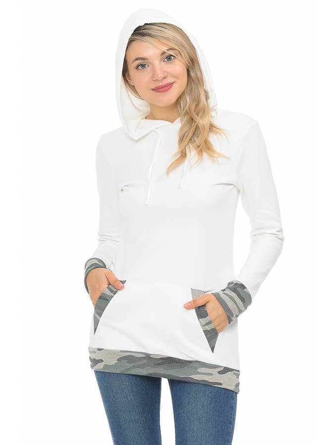 Burgundy Apparel - Wholesale Hoodie - Women's - HOODIE LONG SLEEVE CAMO PRINT DETAIL TOP7