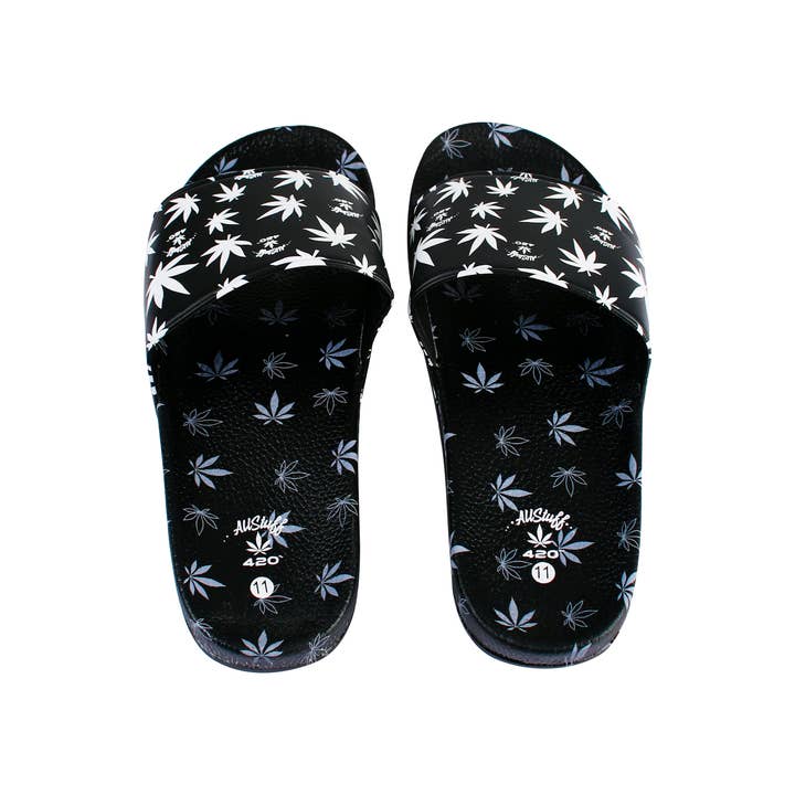 Novelty Brands - Wholesale Sandals - Men's - Himpy Slides - Mens Cookies and Cream Black Sandal - 1 Pair Per Pack