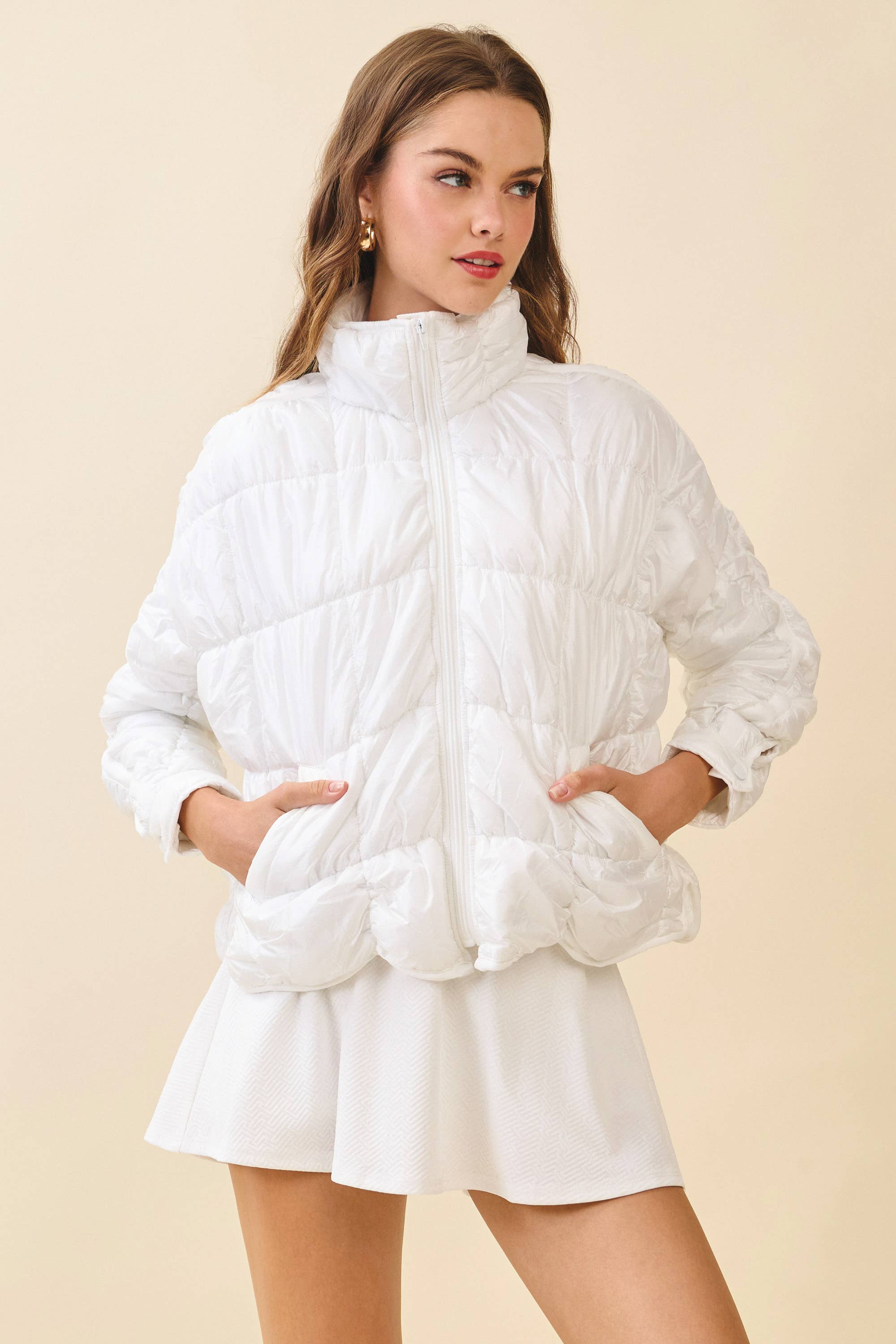 TCEC - Wholesale Puffer Jacket - Women's - CJ6616-Light Weight Quilted Puffer Jacket1