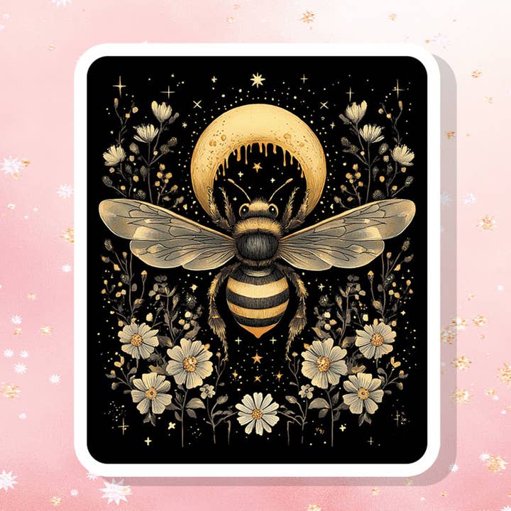 Gold Shimmer Bee Moon Drops Sticker Boho Affirmation for wholesale by London Luxury Candles