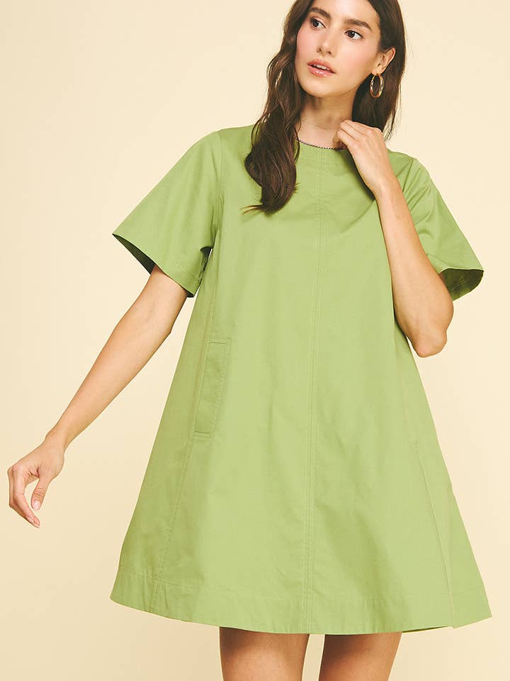 TUNIC MINI DRESS WITH TUCKED DETAIL AT BACK - 6756D for wholesale by PINCH