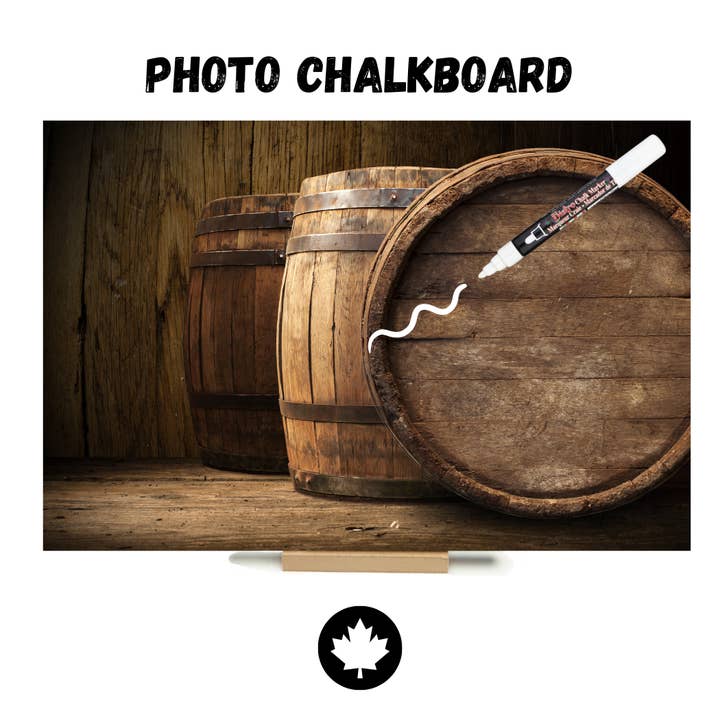 Oak Aged Barrels - Jeannie B Photo Chalkboard for wholesale by JEANNIE B