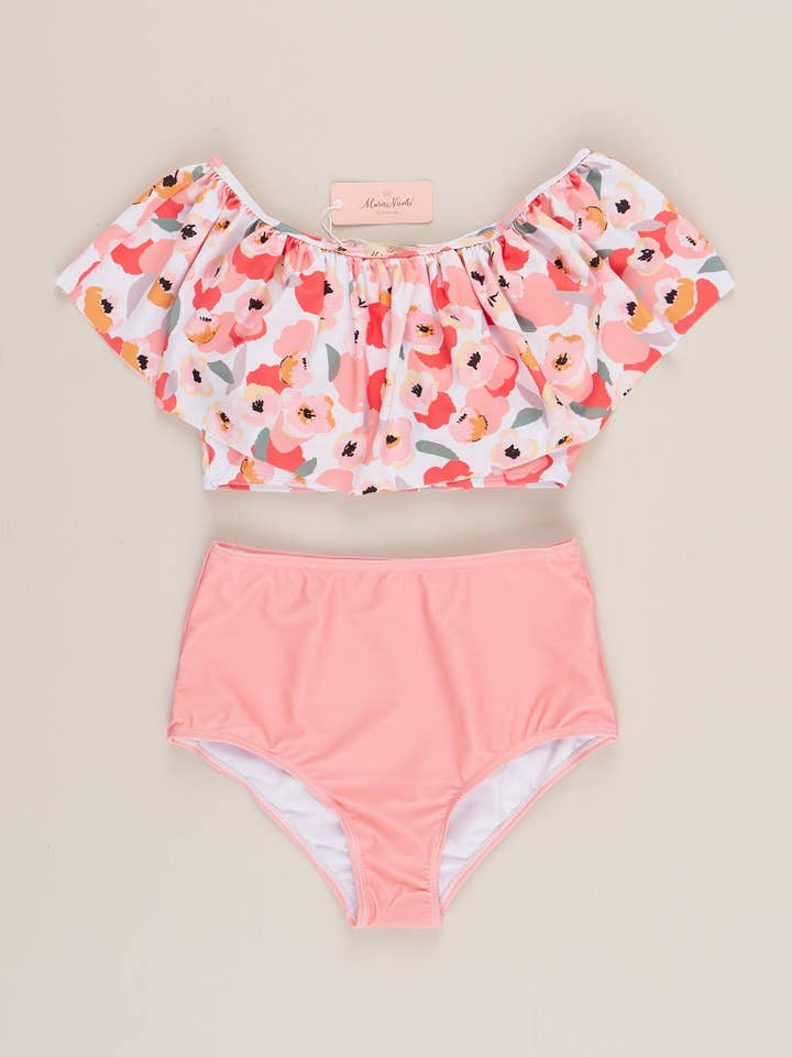 Marie Nicole Clothing - Wholesale Mommy & Me Sets - Family Poppies & Stripes Swimsuit