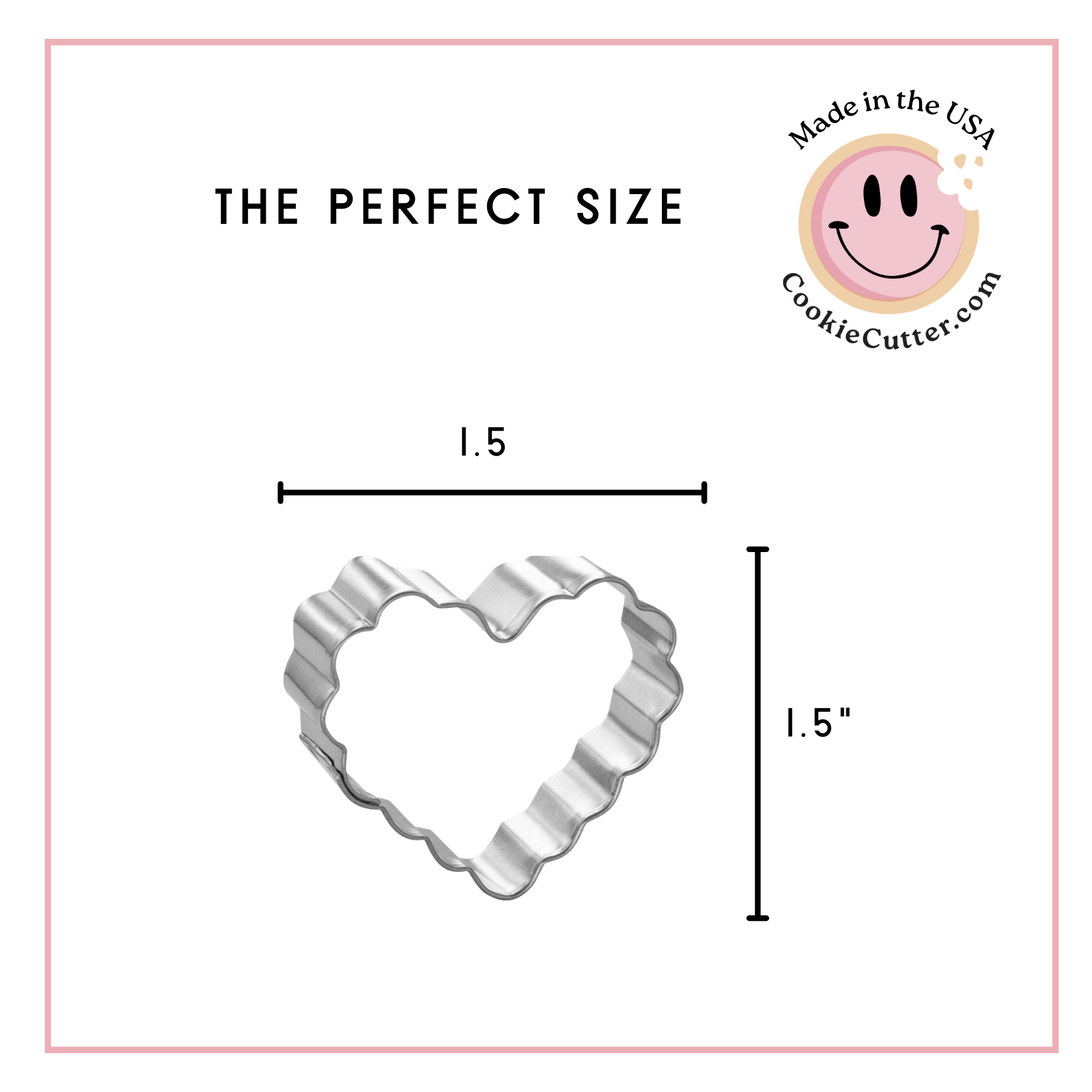 CookieCutter.com - Vendita all'ingrosso Stampi per biscotti - Tagliabiscotti a forma di cuore mini scanalato 1,5 pollici M1873