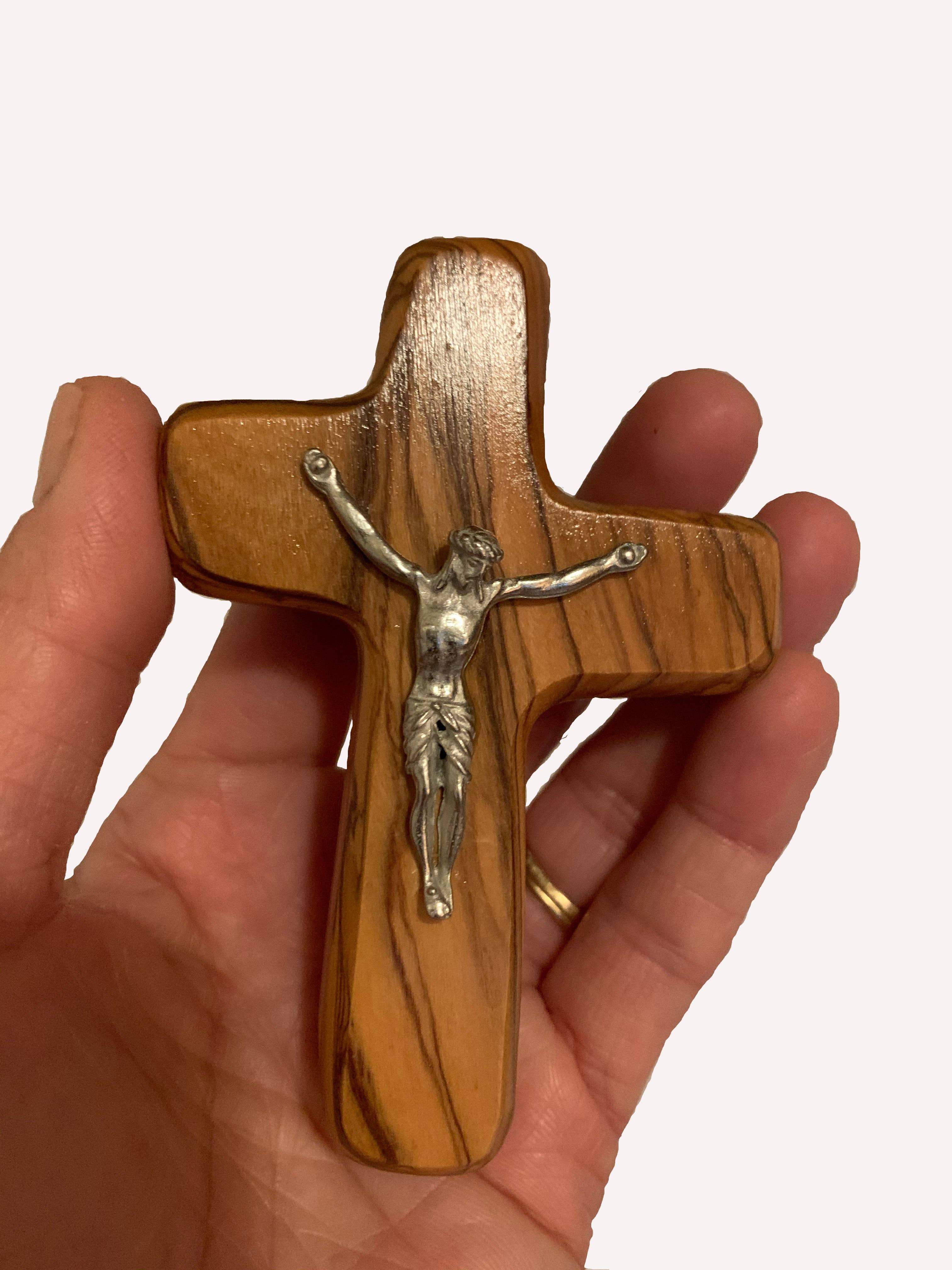 Holy Land Wood and Stone - Wholesale Wall Cross - Olive Wood Square Christ Wall Cross with Crucifix1