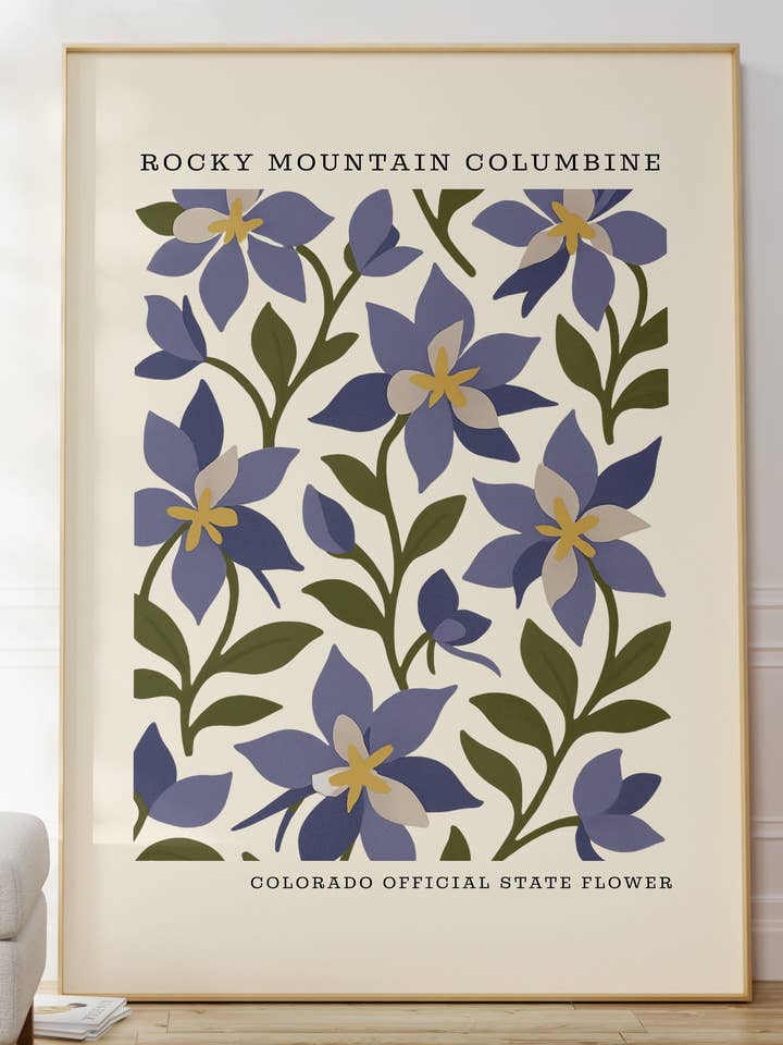 Colorado State Flower Art Print – Rocky Mountain Columbine for wholesale by The FlatFile Society