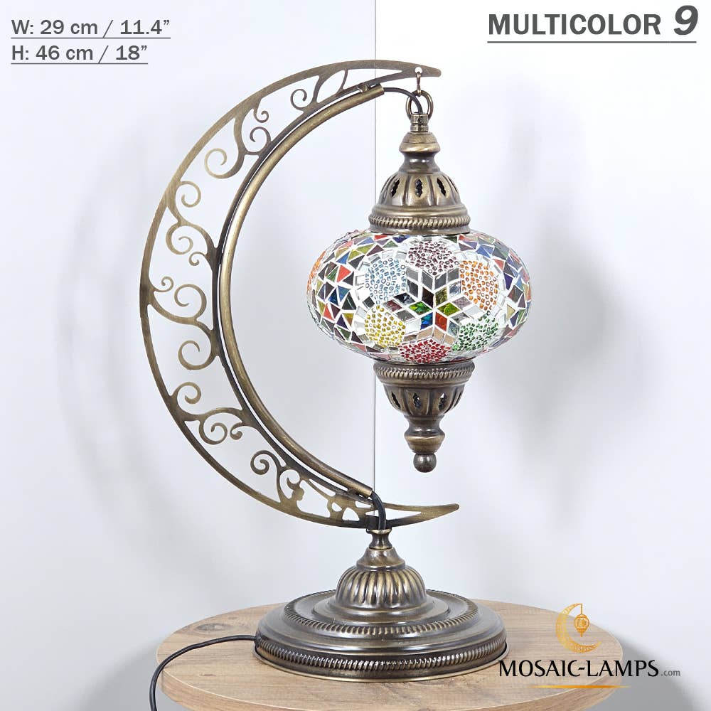Mosaic Lamps - Wholesale Accent/Desk Lamp - 10+ Colors - Moroccan Moon Table Lamp, Arc, Murano Crescent42
