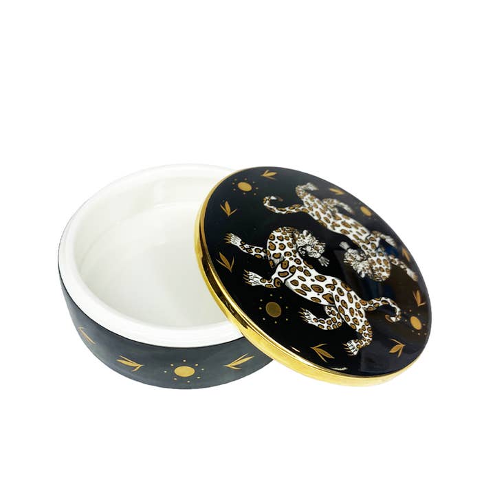Spitfire Girl - Wholesale Jewelry Box/Organizer - Cheetah Dance Ceramic Trinket Box4