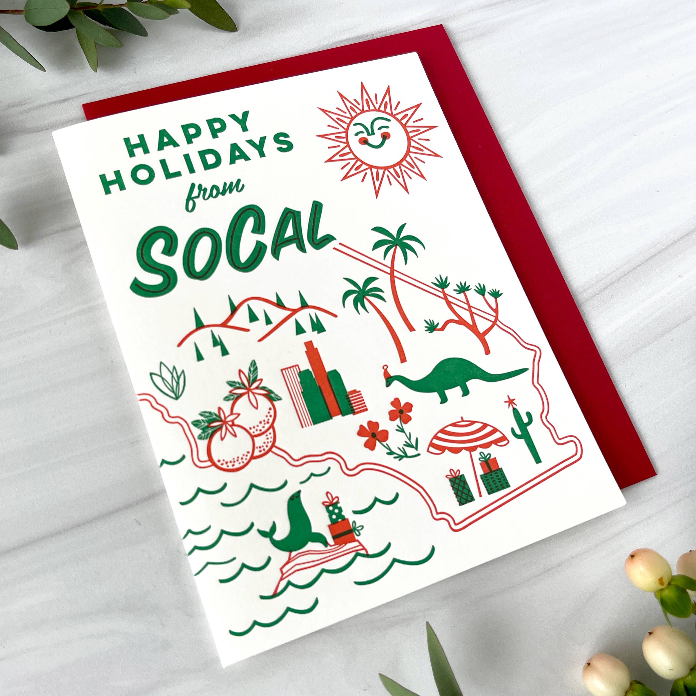 Paper Parasol Press - Wholesale Season's Greetings Card - Happy Holidays from SoCal (Box Set of Six)2