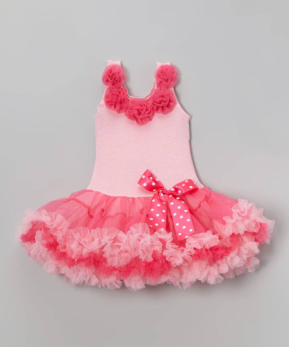 Wenchoice - Wholesale Dress - Kids - Pink Petti Dress With 5 Rose