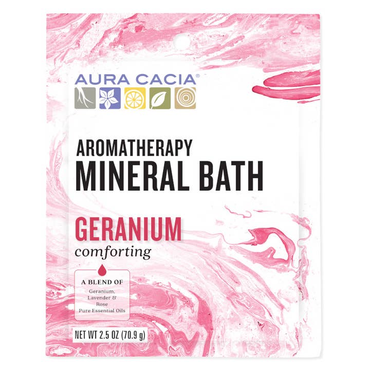 Aura Cacia - Wholesale Bath/Body Oil - Geranium Mineral Bath Packet With Essential Oils 2.5 Oz