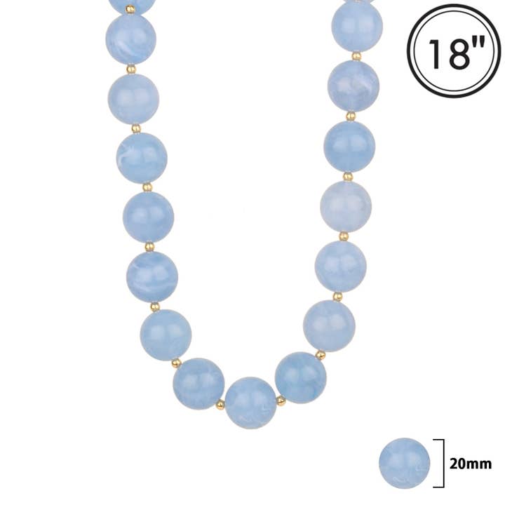 Collana di Perle in Pietra Naturale Blu da 20MM, 18" per la vendita all'ingrosso da parte di What's Hot