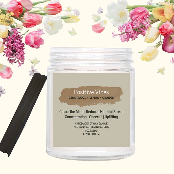 Positive Stimmung | Aromatherapie-Kerze | 8 oz. für den Großhandel von Iowax Aromatherapy Products