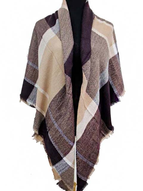 Multi Color Blocked and Plaid Patterned Blanket Scarves for wholesale by Cap Zone
