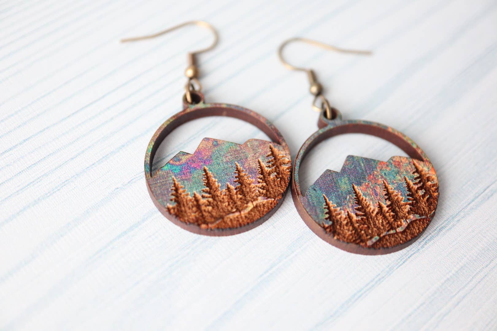 Nine Mile Creative - Wholesale Dangle Earrings - Weathered Mountains Wood Dangle Earrings1