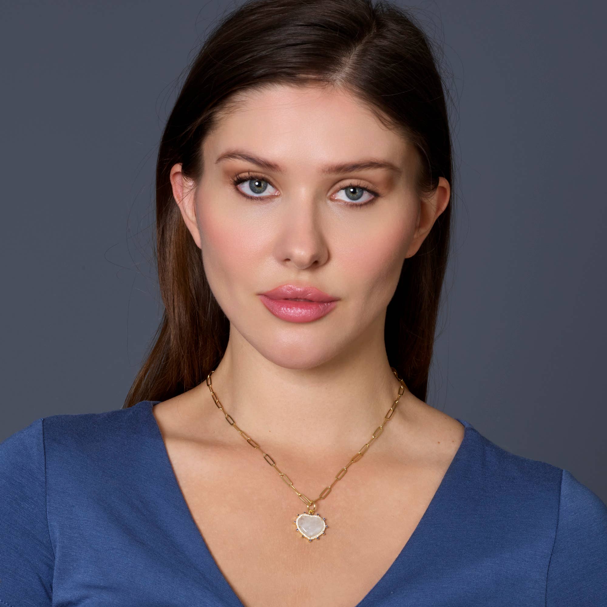 Rachel Reinhardt - Wholesale Pendant/Charm Necklace - Moonstone Heart Necklace with Zirconia Accents2