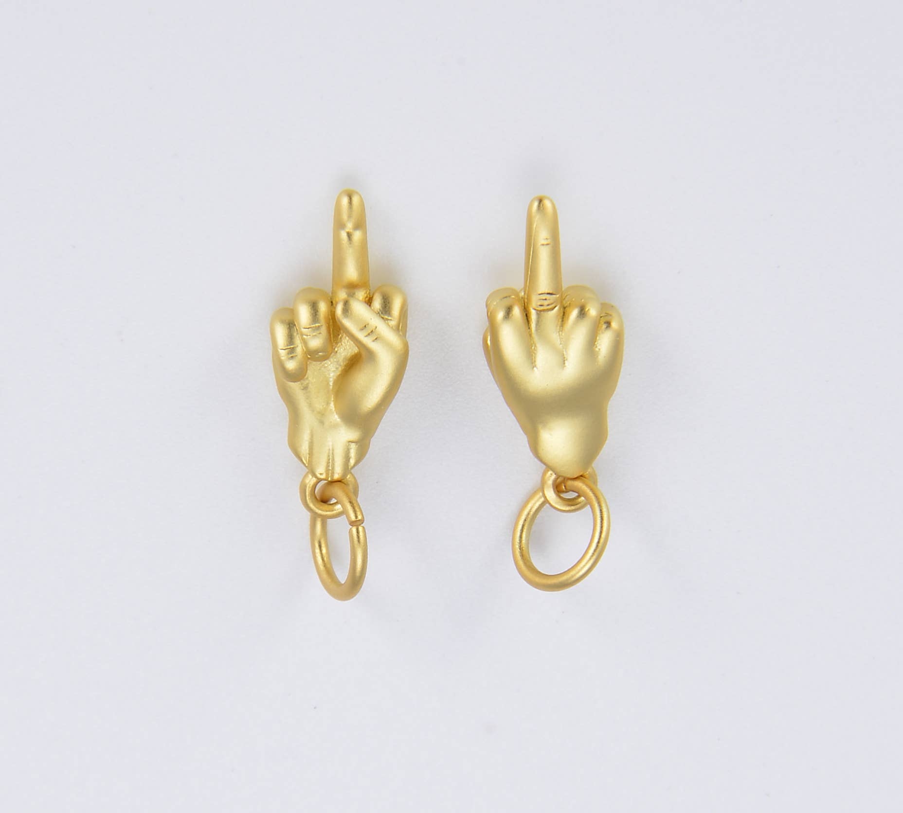 Beads Creation - Wholesale Individual charm/pendant - Dainty Middle Finger Charm 18K Gold Filled, CP1535