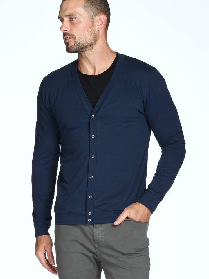 Mika Jaymes - Wholesale Cardigan - Men's - Men's Tri-Blend Cardigan Sweater3