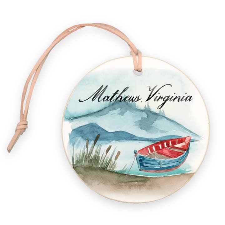 4" Round Ornament-Lake Life Mathews Virginia for wholesale by Love Local