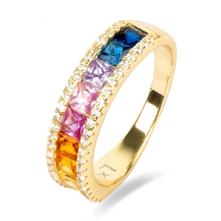 Anillo Luxenter de Plata de Ley 925 y Circonita Multicolor acabado oro 18k - Bhaime para venta al por mayor de Luxenter