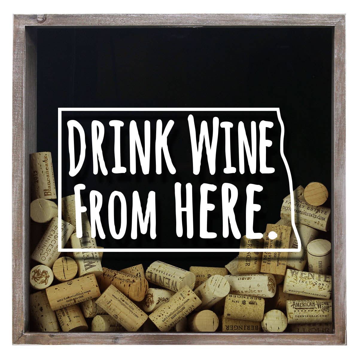 Torched Products - Wholesale Sign - Drink Wine From Here Beer Cap Shadow Box - Farmhouse Antique32